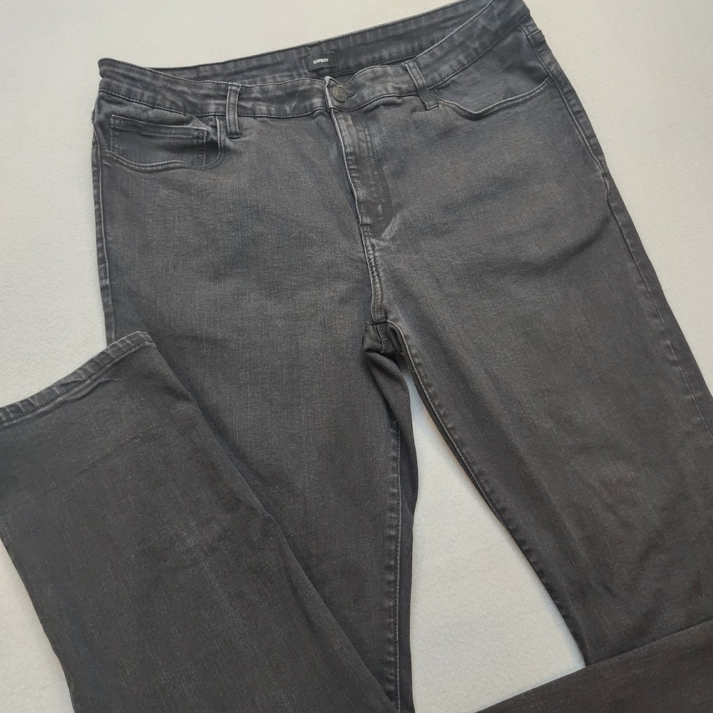 Express Mens Black Stretch Straight Leg Jeans 38x32 Dark Wash Denim